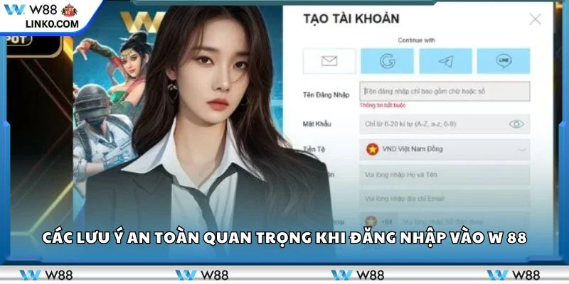 Các lưu ý an toàn quan trọng khi đăng nhập vào W88